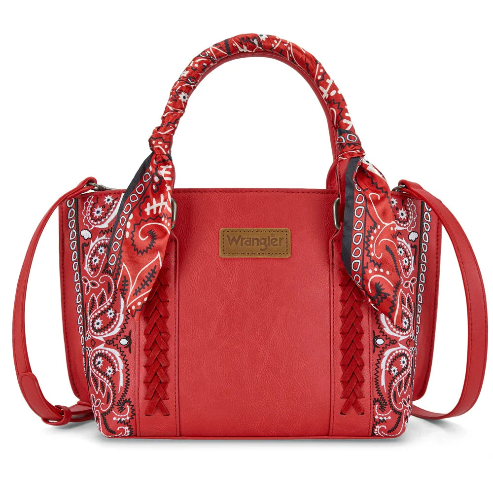 Wrangler Braided Paisley Bandana Tote Bag-Wide