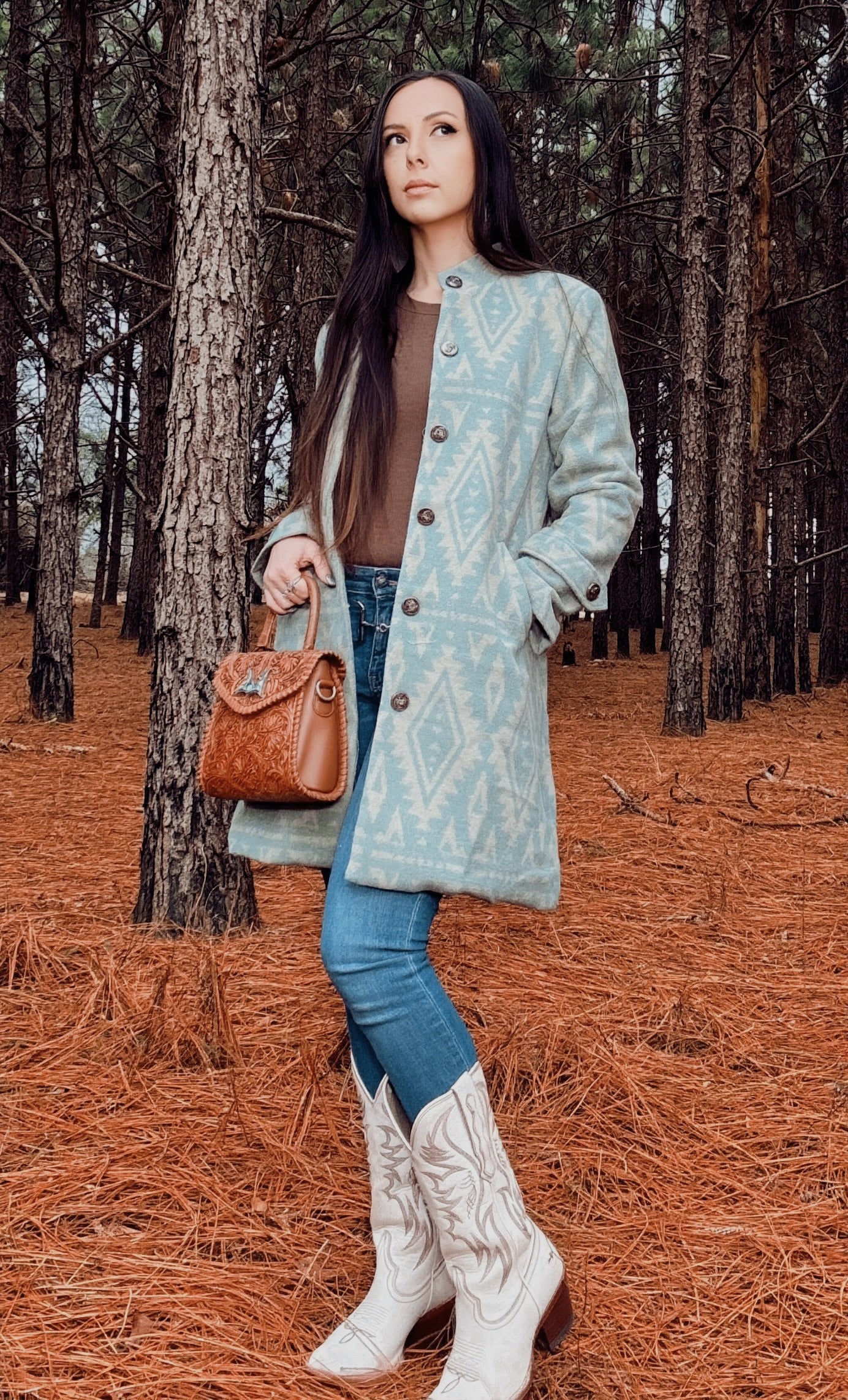 Vintage Cream Aztec Printed  Coat
