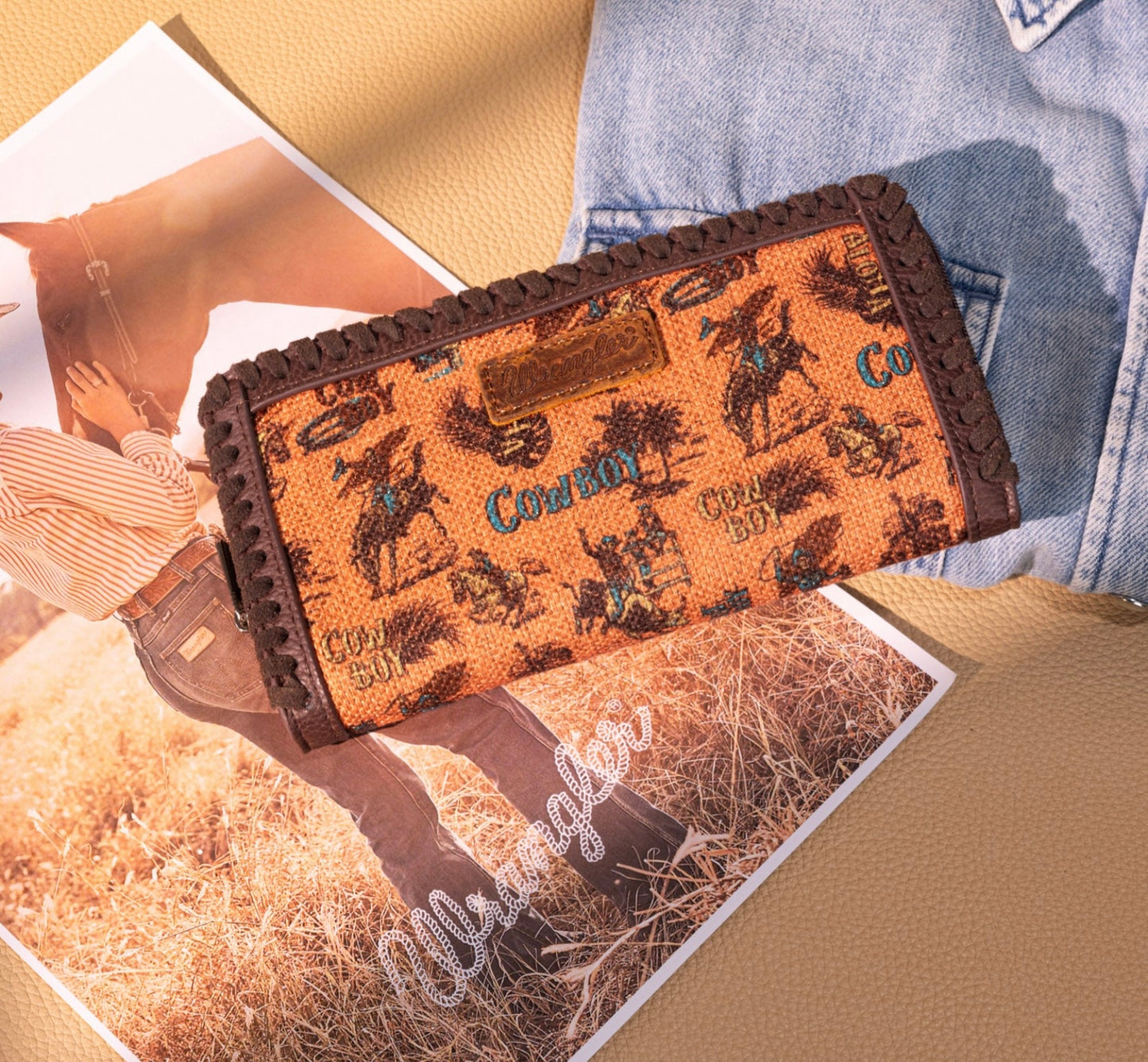Wrangler Vintage Retro Cowboy Cool Print Wallet