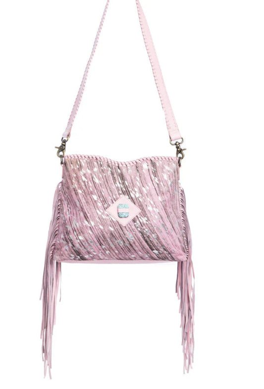 Silver Rose Trail Leather & Hairon Bag