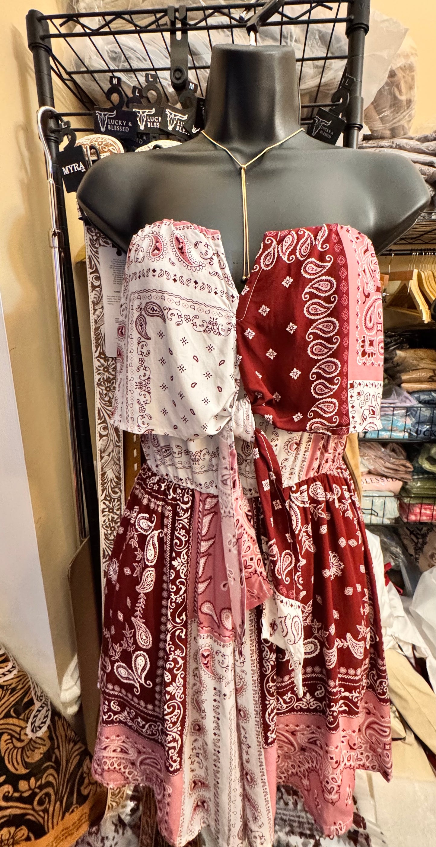 Bandana Printed Tie-Front Tube Romper