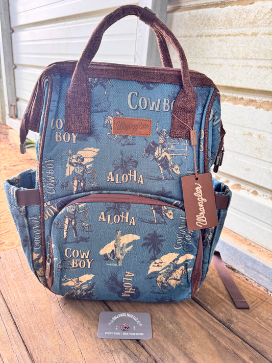 Wrangler Vintage Retro Cowboy Cool Print Backpack