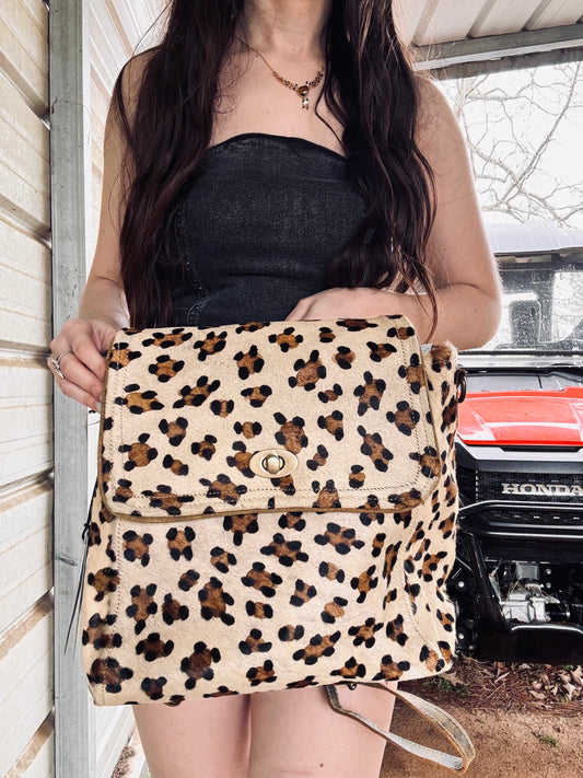 Myra: Quaint Leopard Print Leather & Hairon Bag