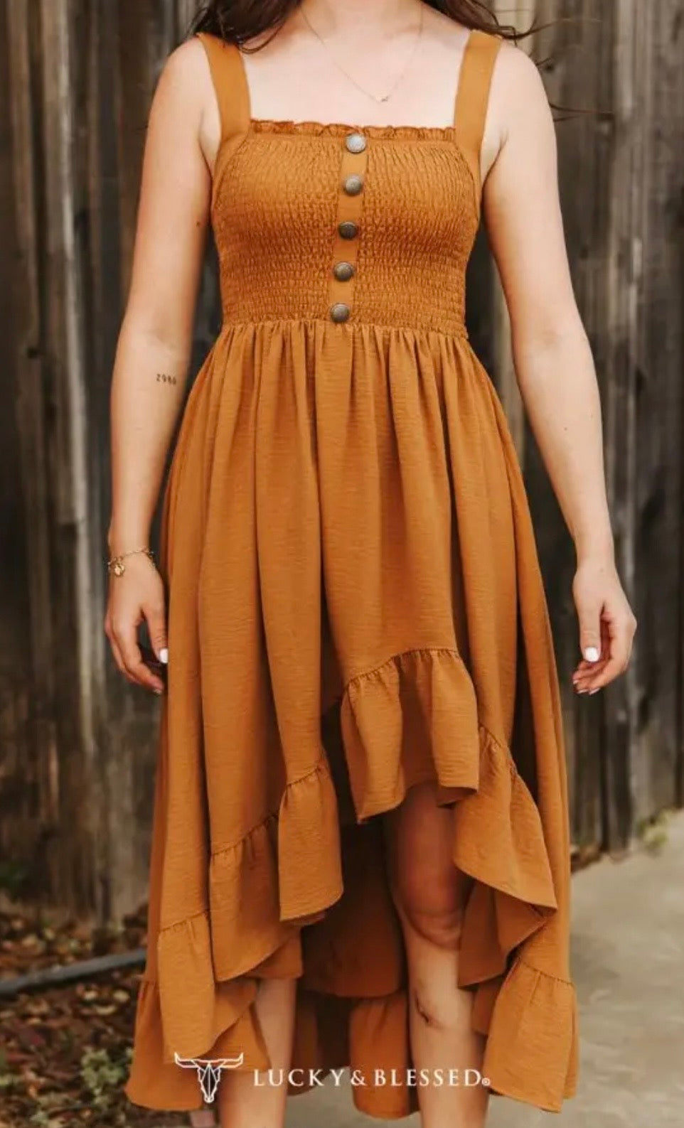 Dusty Trail Smocked Midi Dress