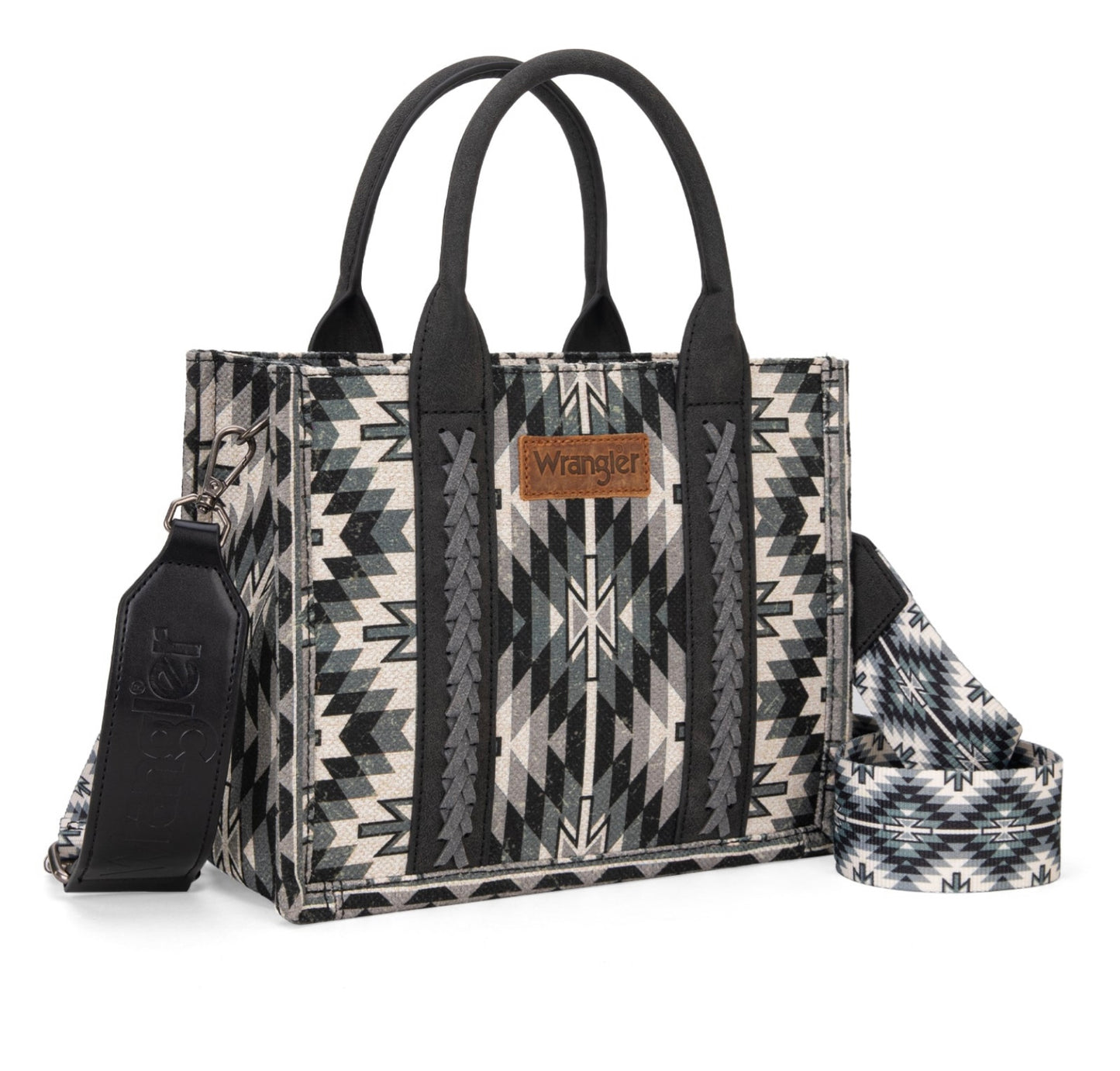 Wrangler Southwestern Pattern Dual Sided Print -Tote/Crossbody -Black
