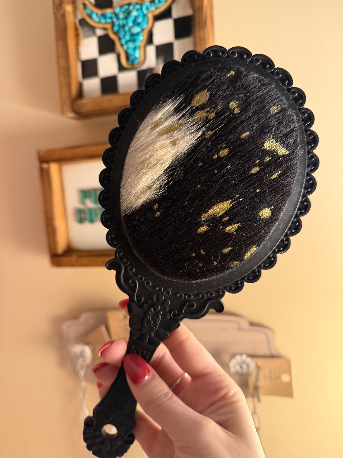 Cowhide Vintage Style Mirror