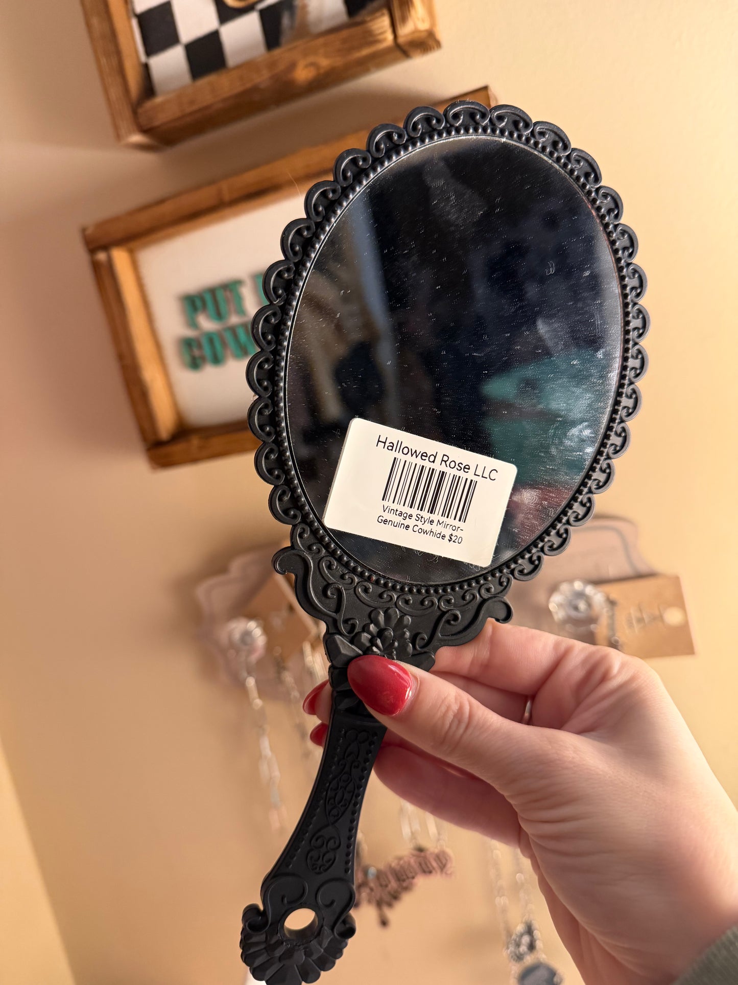 Cowhide Vintage Style Mirror