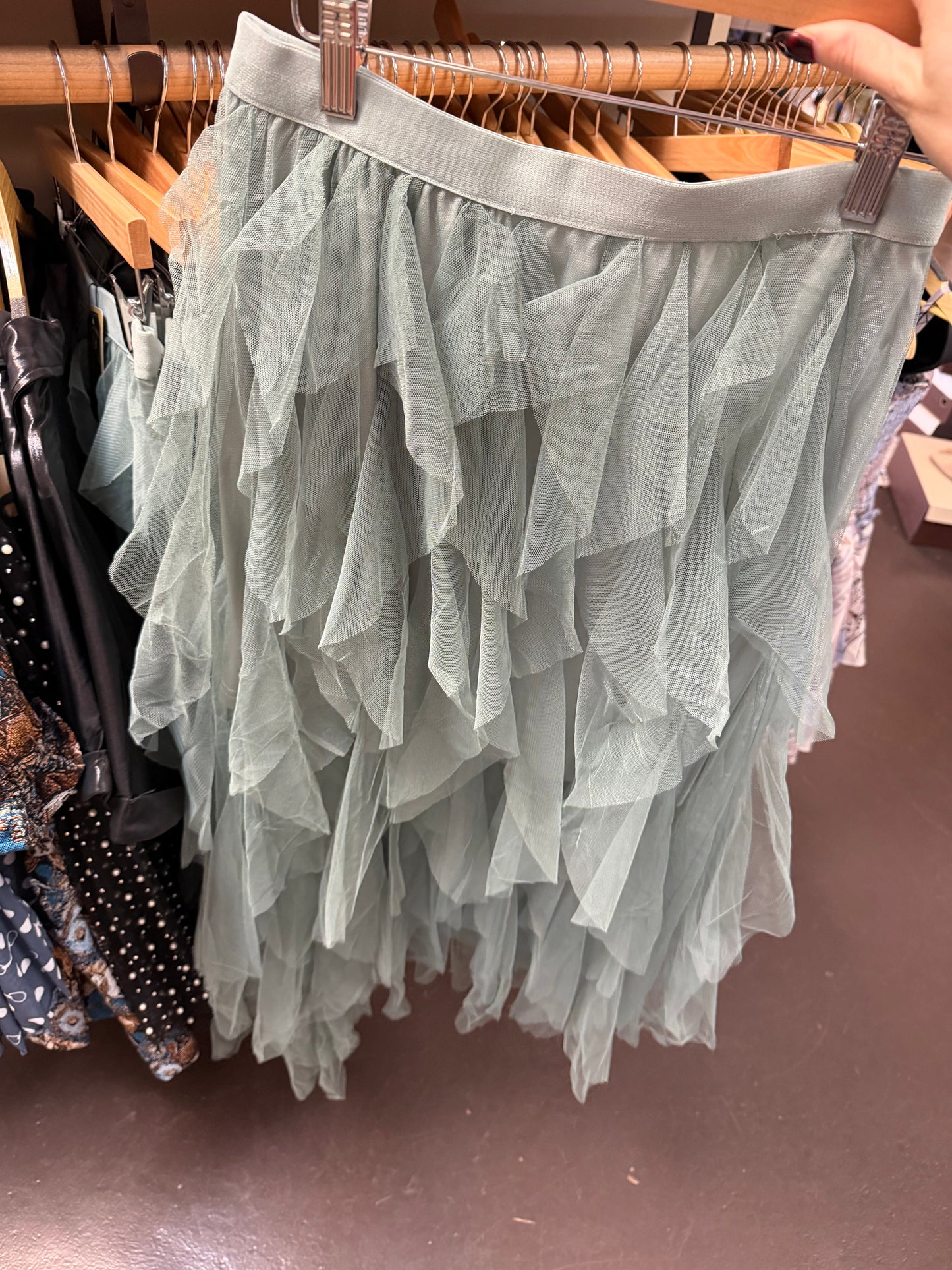 Layered Tulle Waterfall Midi Skirt