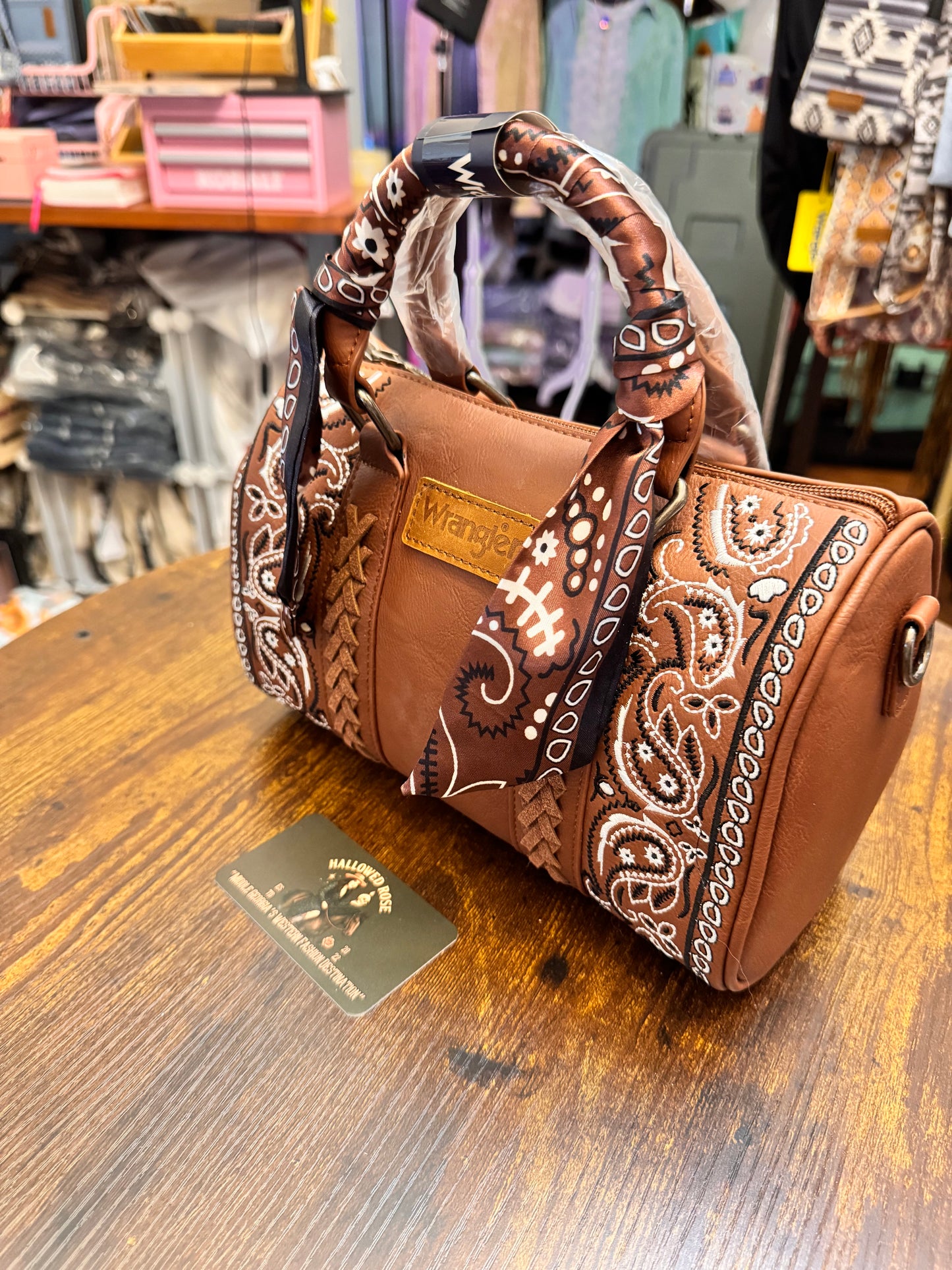 Wrangler Braided Paisley Bandana Boston Bag