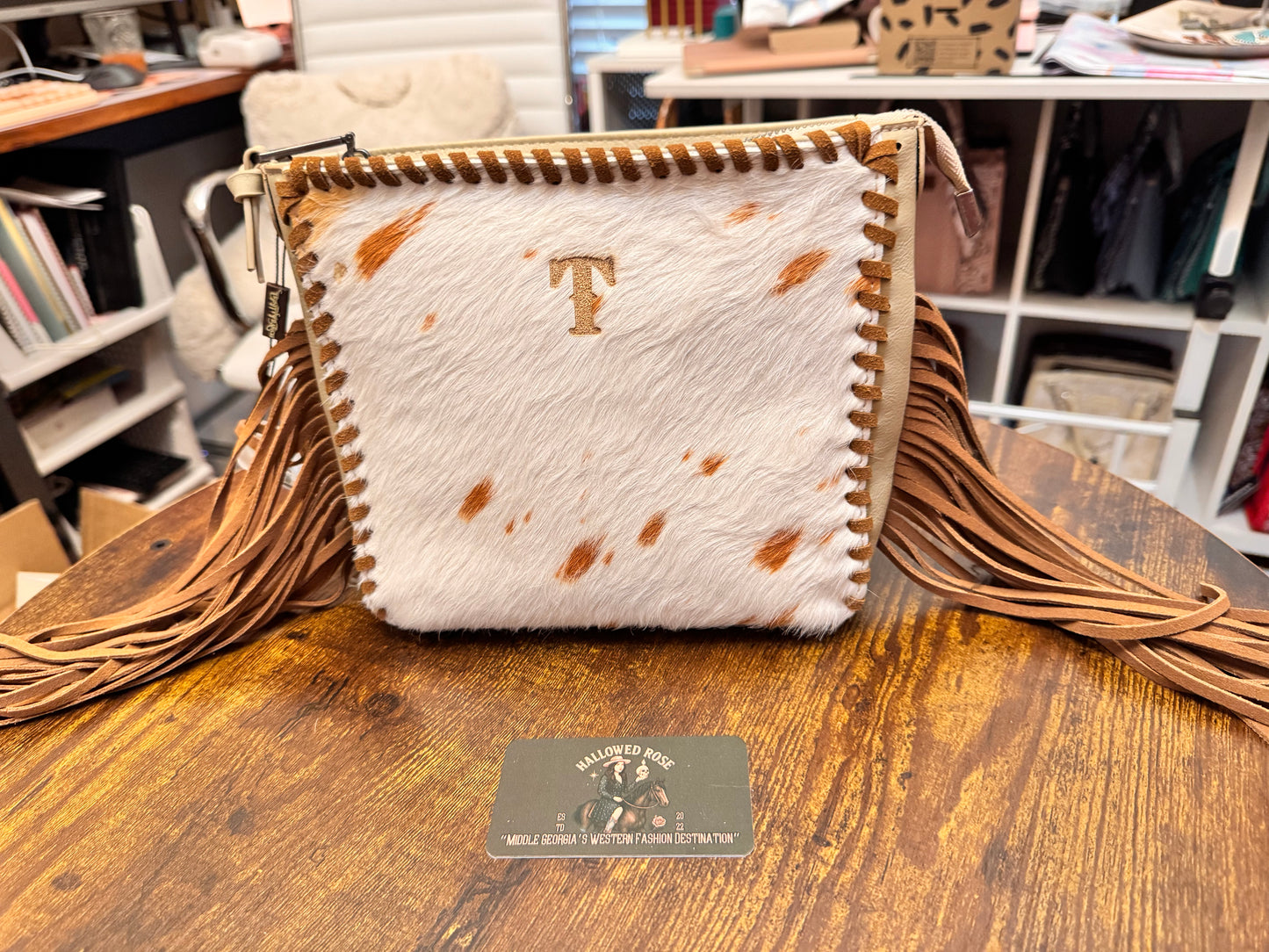 Trinity Ranch Cowhide Fringe Crossbody Bag