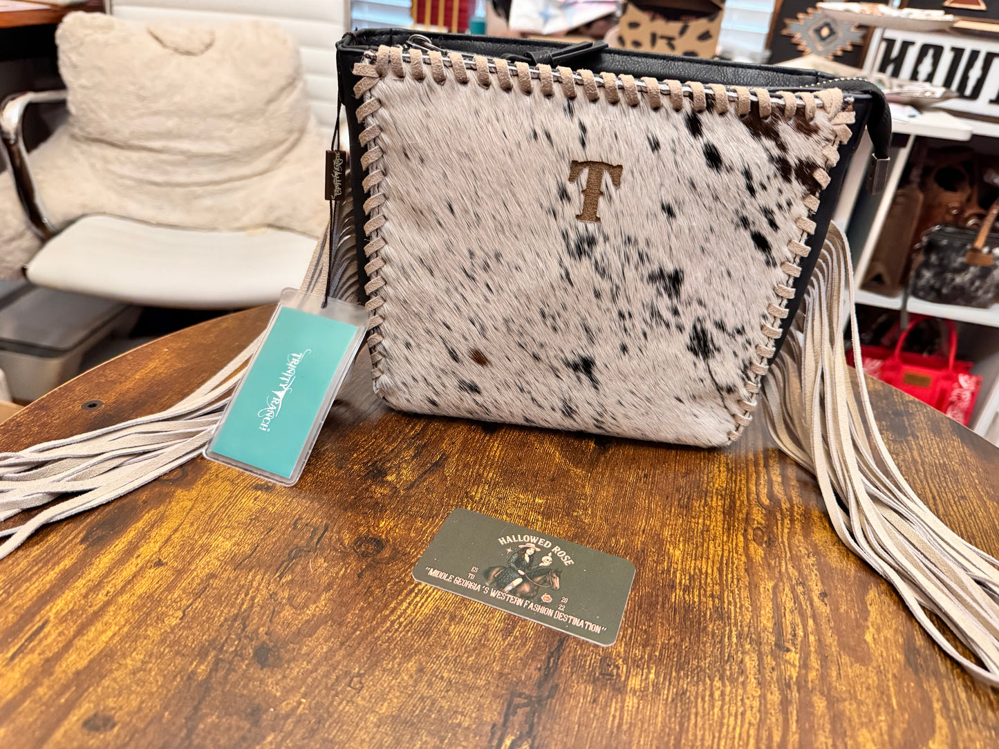 Trinity Ranch Cowhide Fringe Crossbody Bag