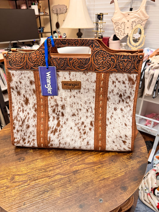 Wrangler Genuine Cowhide Carry-All Cowhide Large Tote/Crossbody