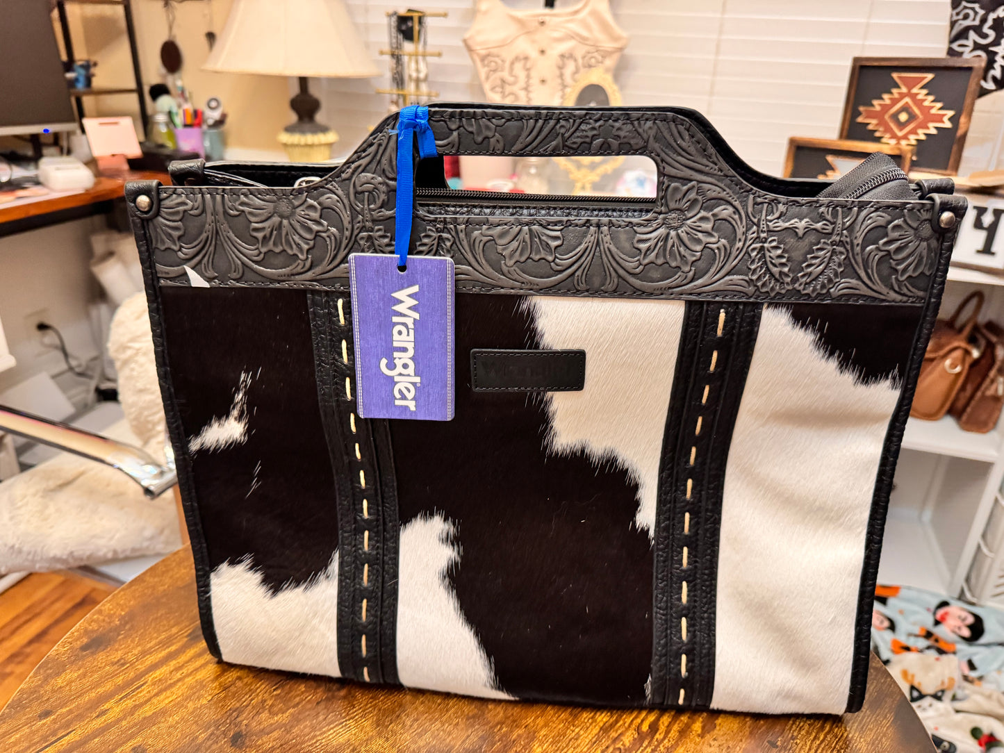 Wrangler Genuine Cowhide Carry-All Cowhide Large Tote/Crossbody