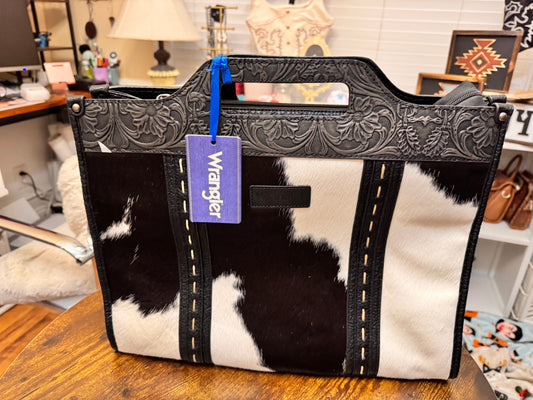 Wrangler Genuine Cowhide Carry-All Cowhide Large Tote/Crossbody
