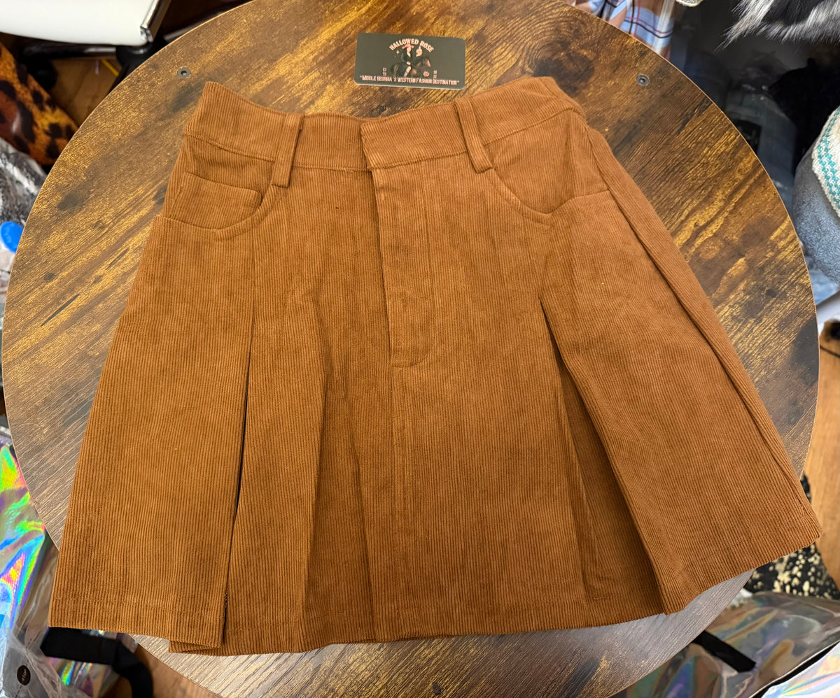 Saddle Creek Camel Corduroy Skort