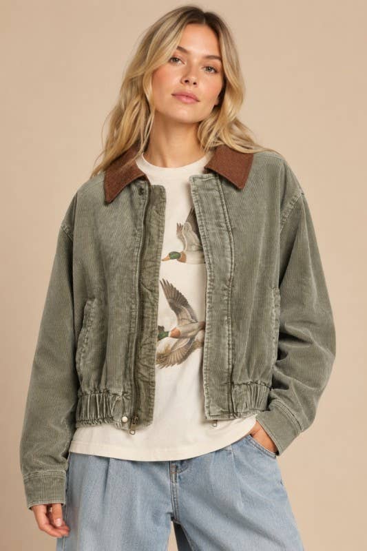 Mineral Wash  Corduroy Bomber Jacket