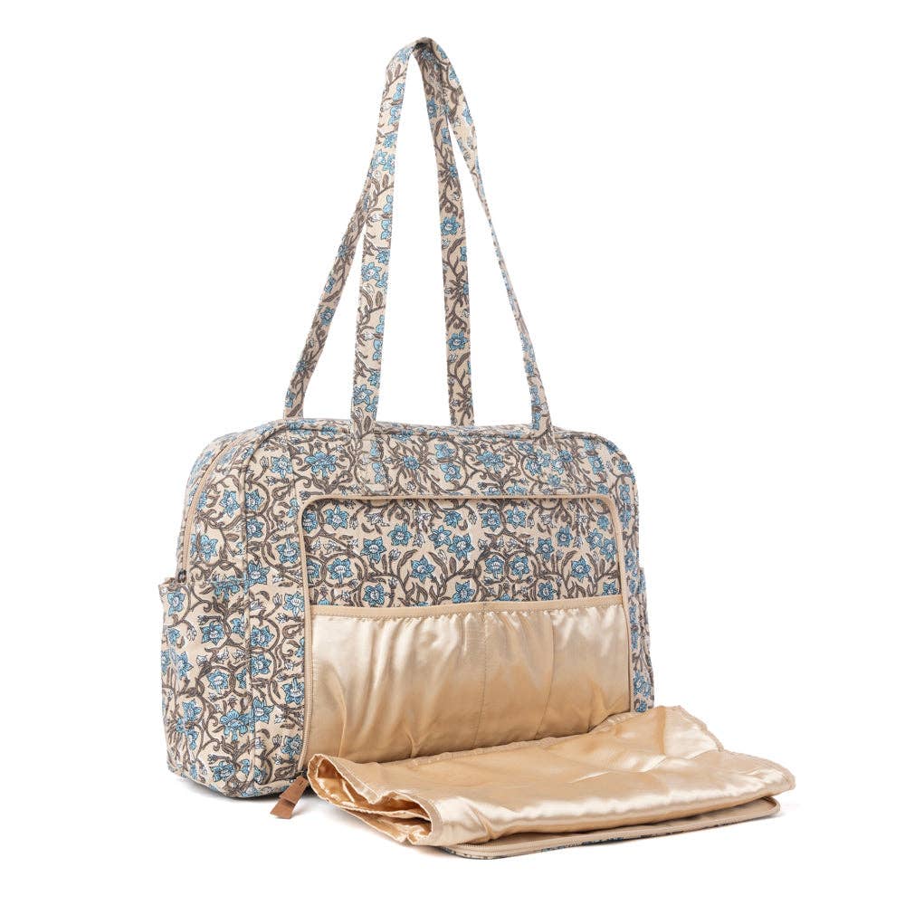 Sunnyfield Cotton Diaper Bag in Dusty Teal: Dusty Teal