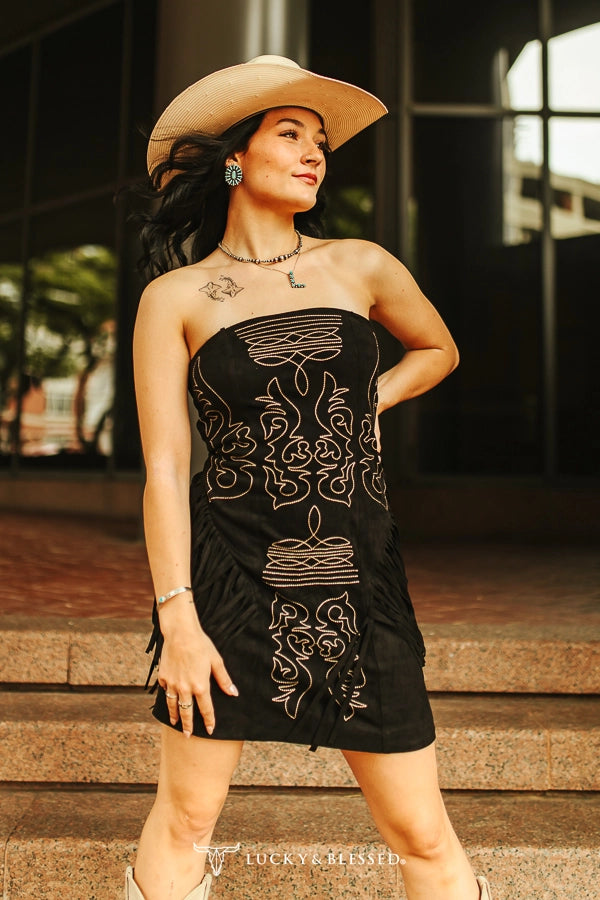 Black Dusk Fringe Dress