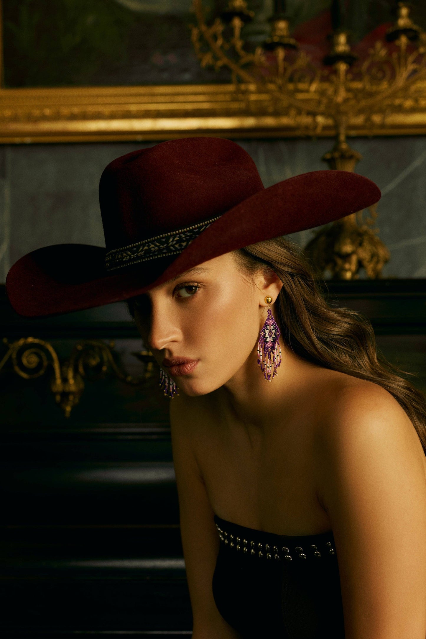 Starfall Fringe Earrings in Wildberry: Wildberry