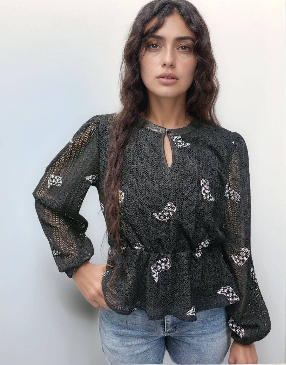 Boot Scootin' Crochet Blouse