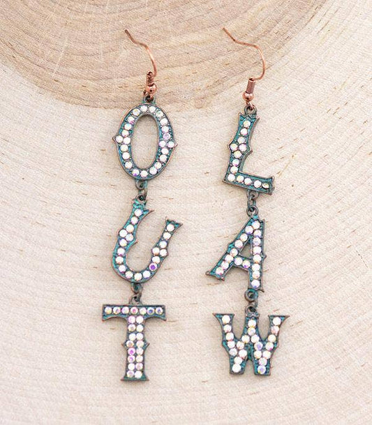 Rhinestone Outlaw Earrings: Patina