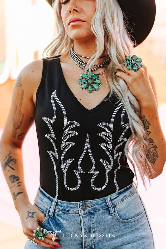 Boot Stitch V-Neck Bodysuit
