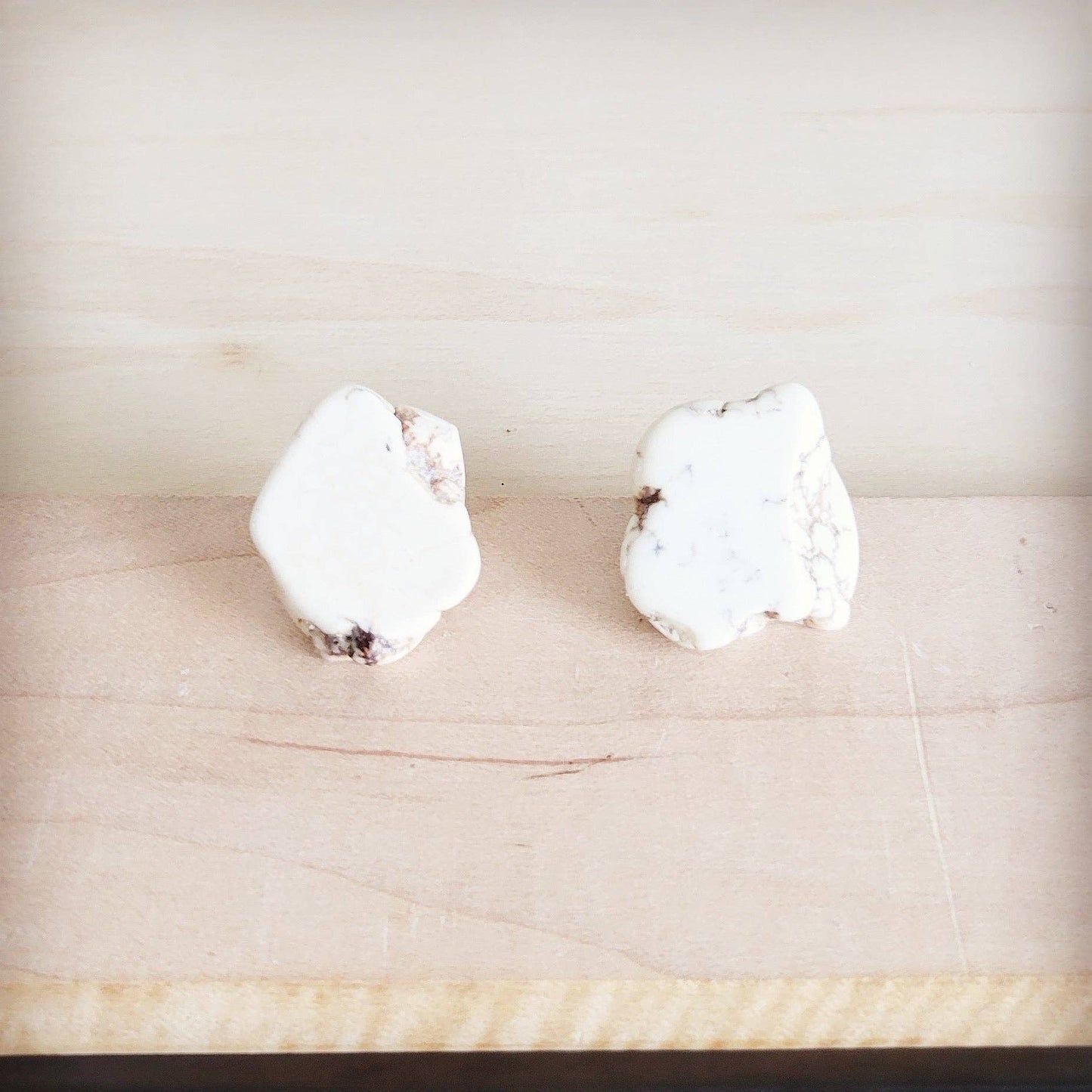 Turquoise Slab Earring Studs-White