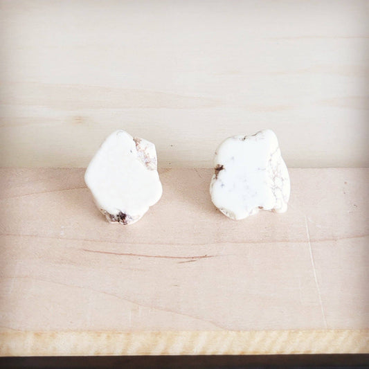 Turquoise Slab Earring Studs-White