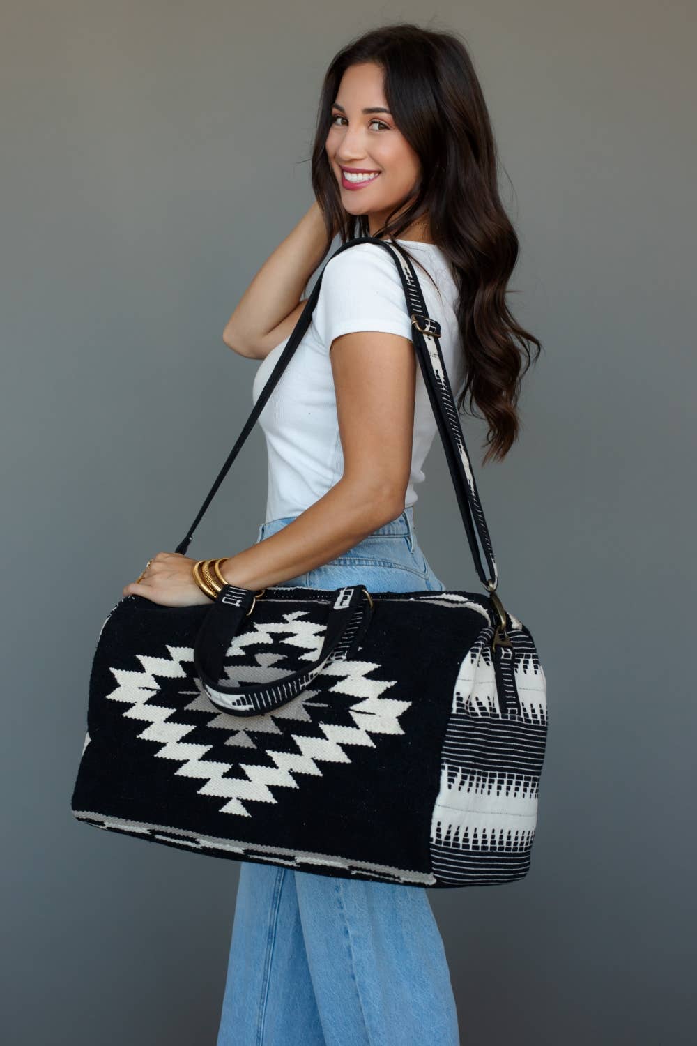 Black, White & Tan Western Duffel
