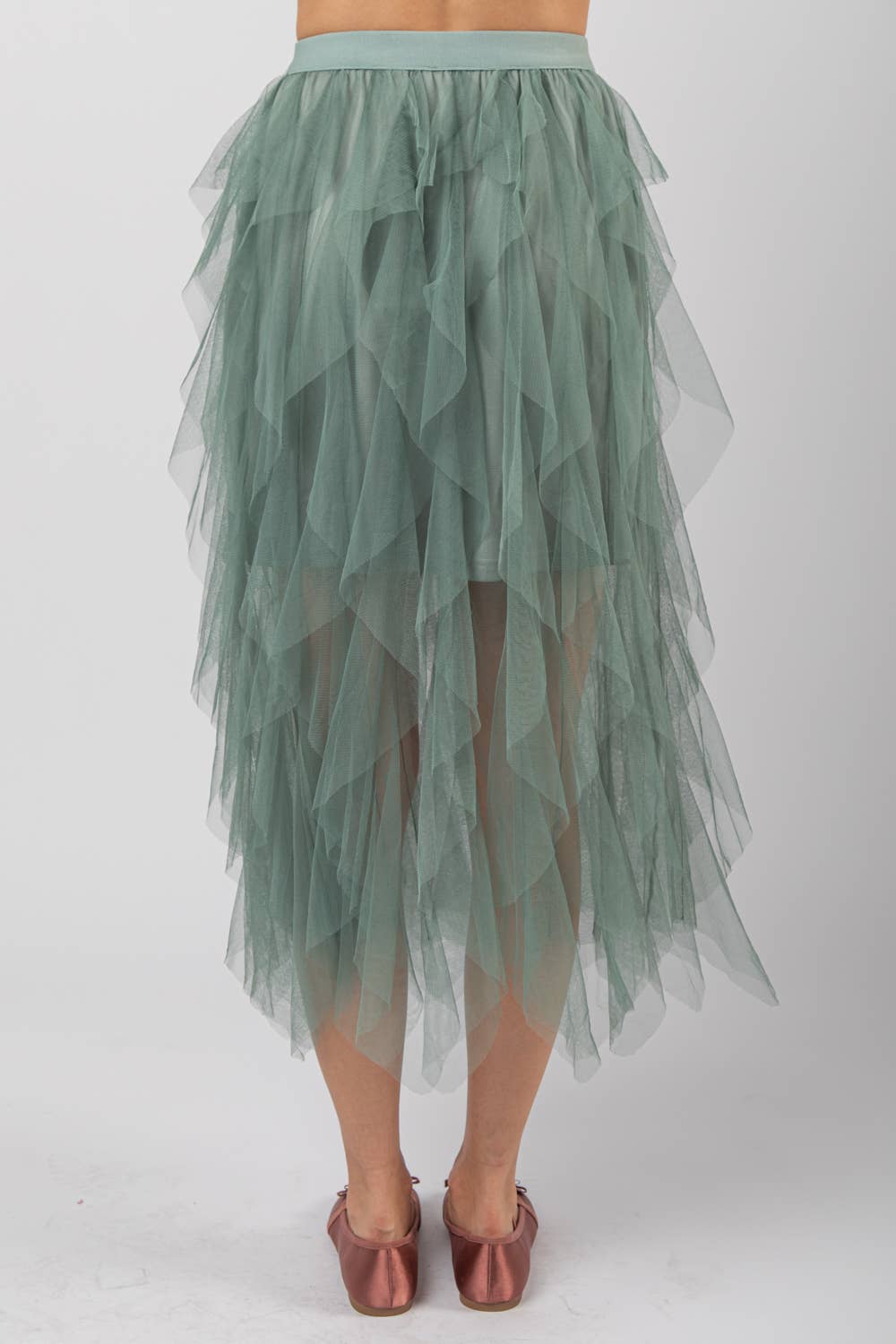 Layered Tulle Waterfall Midi Skirt