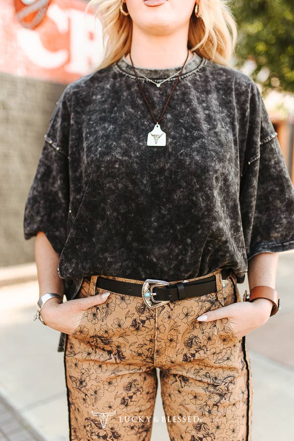 Black Mineral Wash Studded Oversized Boyfriend Tee XL-3XL